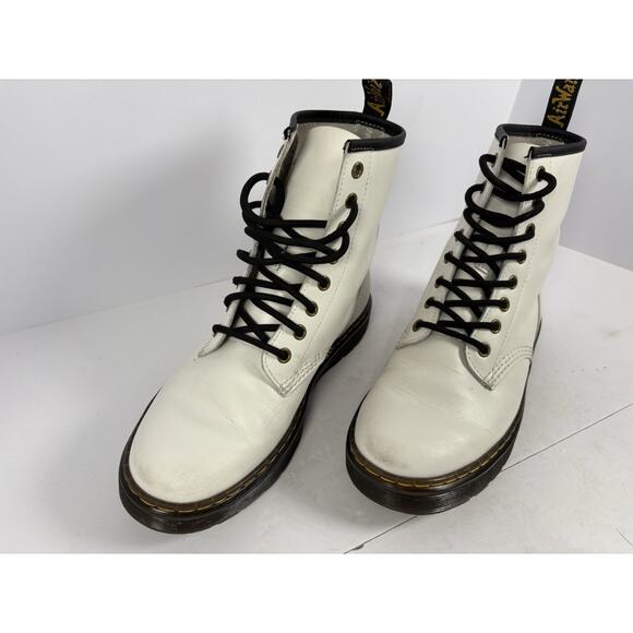 Doc Martens White Zavala Combat Lace-up Ankle Boots Womens Size US 7 - Picture 3 of 9